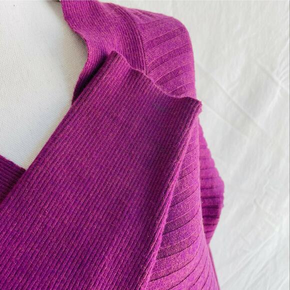 Soft Surroundings Boheme Sweater V Neck Long Sleeve Ribbed Textured Purple Large - Picture 6 of 10